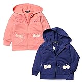 ベビー服 女の子  ジップ パーカー ジャケット ミニ裏毛 フリル リボン ハートポケット 女児 ベビー (2.ネイビー/90cm)