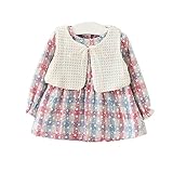 SnoLyni (JP) キッズワンピース フォーマル女児 2点セット チェック柄 綿麻 ベスト ワンピース キッズ春秋 服 子供 長袖 女の子 ガールズ ワンピース オーバーオール 入園式 入学式 