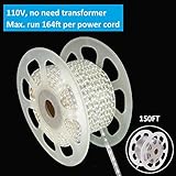 Shine Decor Led Strip Lights Rope Light High voltage 110V-120V SMD 2835 60Led/M 150ft/roll 6500K Coo