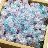 ガラスビーズ 10mm 100個入り ラウンドビーズ アクセサリー制作 手芸 ビーズパーツ ブレスレット ネックレス ライトカラー (ペールブルー＆ピンク) NYANDELMO ND-0279-R02-H78-PBLPK