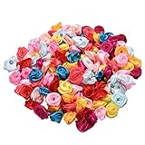 funnytoday365 Mini 100個混合色小さなローズフラワー手作りサテンローズヘッドウェディングスクラップブック装飾裁縫仕入先アクセサリ