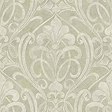 Chesapeake VIR98264 Zoe Olive Coco Damask Wallpaper, Green by Chesapeake
