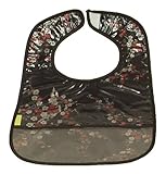 I Frogee Brocade Baby Bibs in Black w/Red & Silver Cherry Blossoms Print by I Frogee