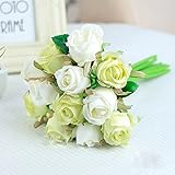 meiliy 1 Bunch 12パックFakeフローラルローズシルクフラワー手Tied Bouquet高品質人工花ウェディングパーティーホームホテルオフィス庭クラフトアート装飾10インチ Meili