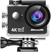【進化版】MUSON(ムソン)アクションカメラ 4K高画質 手振れ補正 WiFi搭載 外部マイク対応 2000万画素 30M防水 [メーカー１年保] 170度広角レンズ 2インチ液晶画面 リモコン付き 高品質バッテリー2個 HDMI出力可能 ドライブレコーダーとして使用可能 防犯カメラ スポーツカメラ ウェアラブルカメラ MC2 Pro1 ブラック