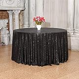 (270cm Round, Black) - 3E Home 270cm Round Sequin TableCloth for Party Cake Dessert Table Exhibition