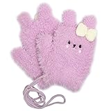 手袋 女の子 ベビー キッズ のびのび手袋 子供手袋 ニット手袋 うさぎ ミトン ひも付き パープル 2-5才