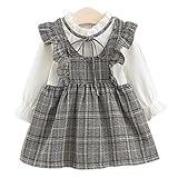YY-Natuhi ベビー服 子供服 女の子 ワンピース ドレス 長袖 チェック柄 重ね着風 ニットセーター ブラウス キッズ服 ボディースーツ 秋冬 入学式 入園式 七五三 結婚式 ヘアバンド付き 