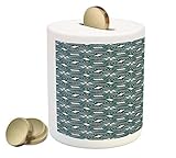 Pinwheel Piggy Bank by Ambesonne、デジタルSpring Flower Petals Blossom Swirledの葉印刷、印刷セラミックコイン銀行お金ボックスの保存の