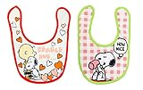 スヌーピー ベビービブ[スタイ] ２種セット（ハグハート・チェック） よだれかけ