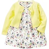 [カーターズ] カーディガン 半袖ロンパース ワンピース 2点セット イエロー＆花 ベビー服 女の子 (6months(61-67cm)) [並行輸入品]