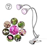 T-SUN LED植物育成ライト 10W プラントライト スタンドタイプ ダブルランプ フレキシブル アームクリップ 省エネ 園芸 水耕栽培 室内栽培 PSE認証取得