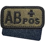 血液型ワッペン タクティカル刺繍 マジックテープ対応 カーキ AB+ 5×2.5cm 全血液型対応 NYANDELMO ND-0174-R02-KH-AB-pl