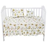 Brandream Soft Fitted Cotton Crib Sheets For Baby Girls Nursery Bedding Cute Bear Printed Crib Beddi