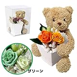 ぬいぐるみとお花のセットギフト（6色から選べるプリザ） (グリーン)
