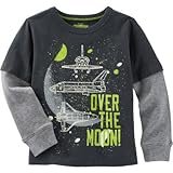 OSHKOSH(オシュコシュ) グローインザダークレイヤードスペースティ チャコール トップス長袖Tシャツ 9ヶ月【並行輸入】