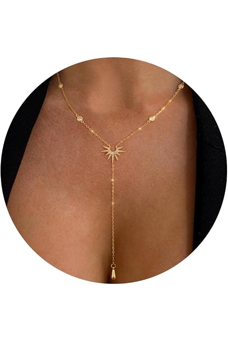 Amazon | espere スタードロップ Y字型 ラリアットネックレス 14K 