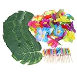 Shappy 98 Pieces Hawaiian Luau Theme Party Decorations Including 24 Pieces Tropical Palm Leaves 24 P