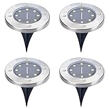 埋め込み式 8LEDソーラーガーデンライト グラウンドライト 4個セット 防水 屋外照明 自動点灯/消灯 車道 歩道のライトアップに適用