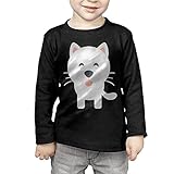 白い猫 かわいい 愛らしい 子供服 春秋 長袖 Tシャツ トレーナー 丸い襟 キッズ 男の子 女の子 ベビー おしゃれ カジュアル ファッション 可愛い