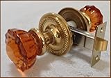 Decor Color & Natural Brass handmade Rosette Plates, Astoria Crystal Passage Door Knob Set Color Is 