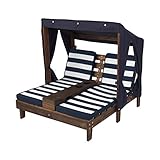 KidKraft Outdoor Double Chaise Lounge, Espresso/Navy/White [並行輸入品]