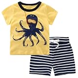 Ckupai子供服 幼児服 キッズ服 パジャマスーツ 綿 半袖Tシャツ 半ズボン上下セット たこ 2-8歳 100 cm