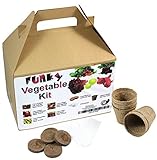 Funky Veggie Kit, Complete Vegetable Growing Kit Including Peat Blocks & Growing Pots, Plant Markers