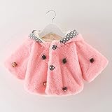 Tovadoo 子供服 ベビー服 女の子 コート ウサギ 花飾り 長袖 ファー 厚手 防寒 暖かい 秋冬 可愛い おしゃれ フォーマル 結婚式 パーティー