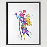 Dignovel Studios 13X19 Jack Skellington and Sally The Nightmare Before Christmas Watercolor Hallowee