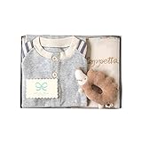 ホッペッタ Hoppetta ギフトセット おくるみ+ロンパース パープル 50-70cm+がらがらはりねずみ 8805