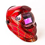 Sutekus 自動遮光溶接面　自動フィルター ワイドビュータイプ 遮光速度1/25000秒 ソーラー充電式溶接マスク　溶接ヘルメット (レッド)