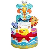 おむつケーキ Sassy（サッシー） 豪華３段フェイスタオルセット/出産祝い/誕生日プレゼント ダイパーケーキ (パンパースS22 （出産祝い用に）)