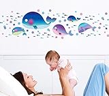 bibitime Ocean SeaビニールCartoon Whale壁デカール小さなヒトデFishes泡のアートのステッカー子供部屋キッズ部屋ベビーバスルーム用装飾