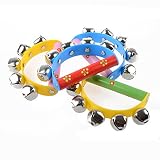 trendinao 1個ランダムカラーベビー幼児木製レインボーMusical InstrumentおもちゃJingleリングHandbell Rattle
