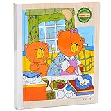 MORA 木製パズル 玩具 知育 学習おもちゃ 物語の本 6面 親子おもちゃ 幼児 子供 教育 教材 木のおもちゃ パズル 木製 視覚 認識 プレゼント