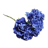 Fenteer 多種選べる　6頭/束　人工花　造花　牡丹　ブーケ　DIY　結婚式　家庭　装飾　 - サファイアブルー, 5x9.5cm
