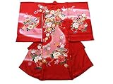 着物美人 お宮参り 女の子 着物 お祝着 新生児 初着 のしめ 宮参り着物 赤ちゃん着物 掛け着 正絹 手挿し 【 赤 手毬 】a500500