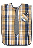 Adult bib - Blue / Orange Plaid Bib with Chambray tie by Frencie Mini Couture