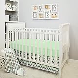 Green and Gray Chevron Zig Zag Baby Bedding Set with Sweater Blanket by BabyBebe