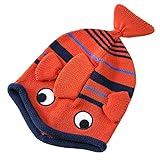 Yuelian(TM) ベビー 帽子 ニット帽 新生児 キッズ 魚模様 男の子 女の子　防寒 帽子