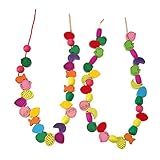 木製 知育玩具 赤ちゃん おもちゃ 紐通し ボビンひもとおし 木のおもちゃ 知育玩具セット 動物/果物など Broadroot (B)