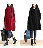 (ディーコッテ) D'Kotte レディース 長袖 ワンピース Aライン オフタートルネック 151006-6(ブラック-m)