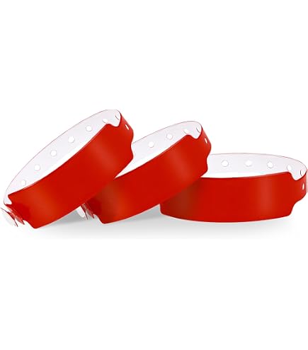 Amazon.co.jp: Wristall レッドプラスチックリストバンド 500個パック