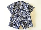 bebe couture(ベベクチュールベビー用品専門店)日本製ベビー甚平ドットモザイクネイビー80ｃｍコットン100％
