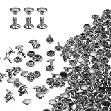 uxcell 両面カシメ レザーリベット 6x6mm 80個セット レザークラフト DIY 手作り ベルト 布革細工 靴 ジーンズカバン用 メタリック黒