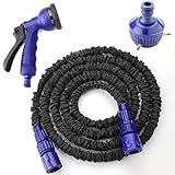 散水 ホース KINGTOP 伸縮ホース 15メートル 伸びる マジック ホース リール 二層構造ゴム 7種散水パターン プラスチック製ボールロック 改良版 洗車/庭/ガーデニング/ベランダ/掃除など