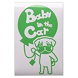 グリーン（緑） 犬 パグ タッチ 風船 Baby in the car ベビー イン ザ カー ベビーインカー ステッカー 窓ガラス用シールタイプ 車 戌...