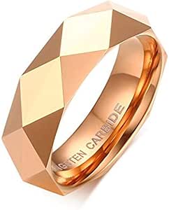 Amazon Rockyu タングステン リング メンズ 多面カット ピンクゴールド シルバー 3色 おしゃれ 指輪 ピンクゴールド 12 ジュエリー 通販