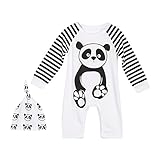 ベビー服　カバーオール　ロンパース　男の子　女の子　防止付き　可愛い　パンダプリント　柔らかい　通気 (90)